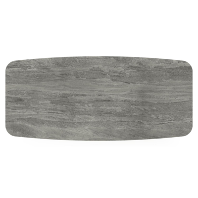 Pagino tuintafel bootvorm in beige aluminium en volkeramiek Aspen Grey - L 255 x B 115 x H 73 cm