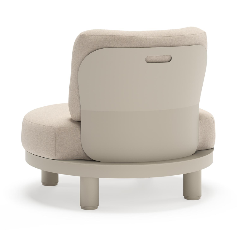 Donato loungestoel in beige aluminium met all weather sunbrella® luxe Heritage Ash kussen