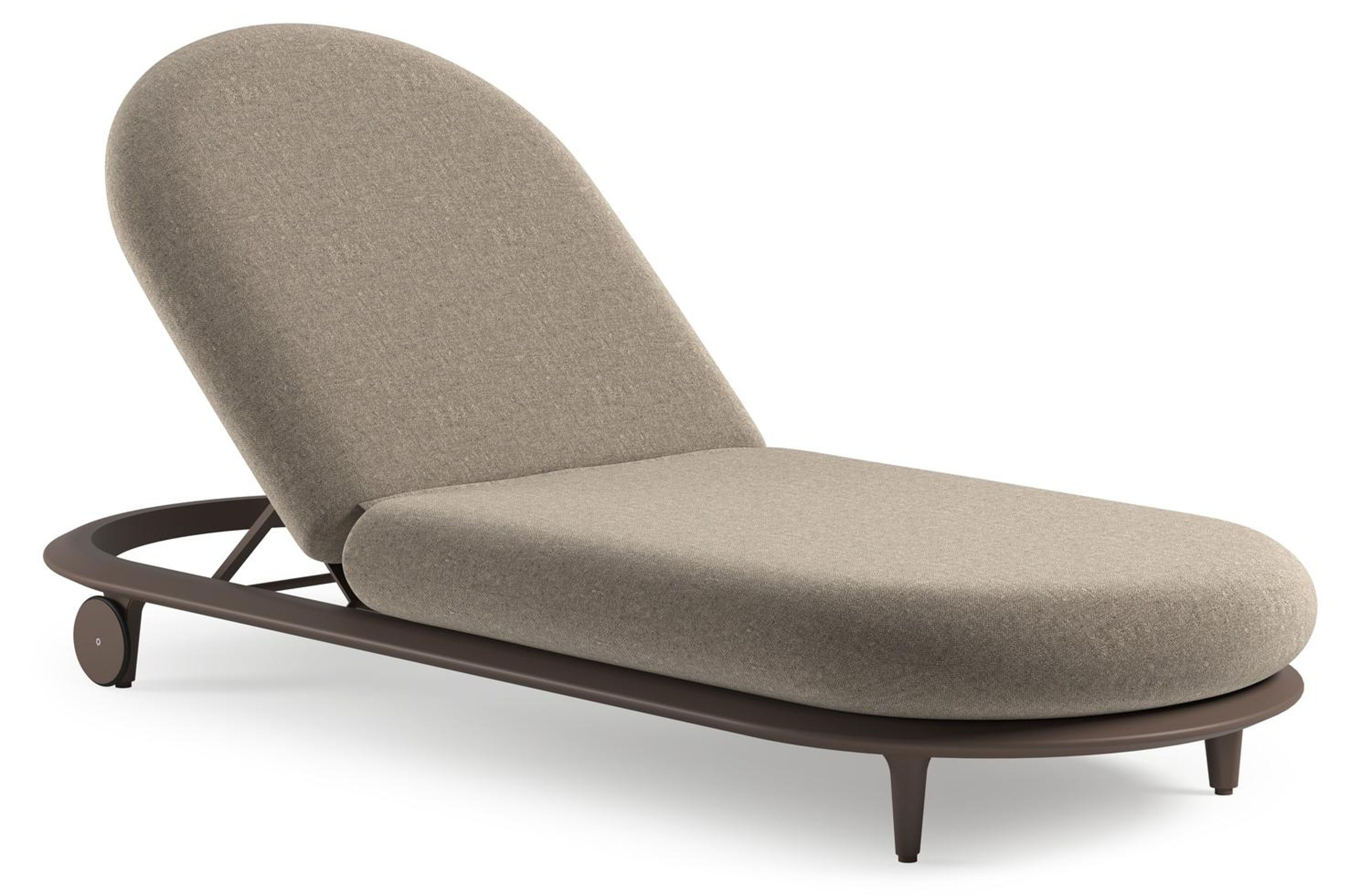 Chaise longue réglable Bomero en aluminium taupe avec chartres pewter all weather sunbrella® luxe coussin