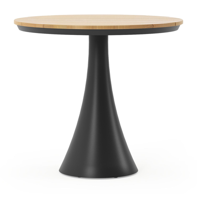 Fano tuintafel in zwart aluminium en teak - Dia. 85 x H 75 cm