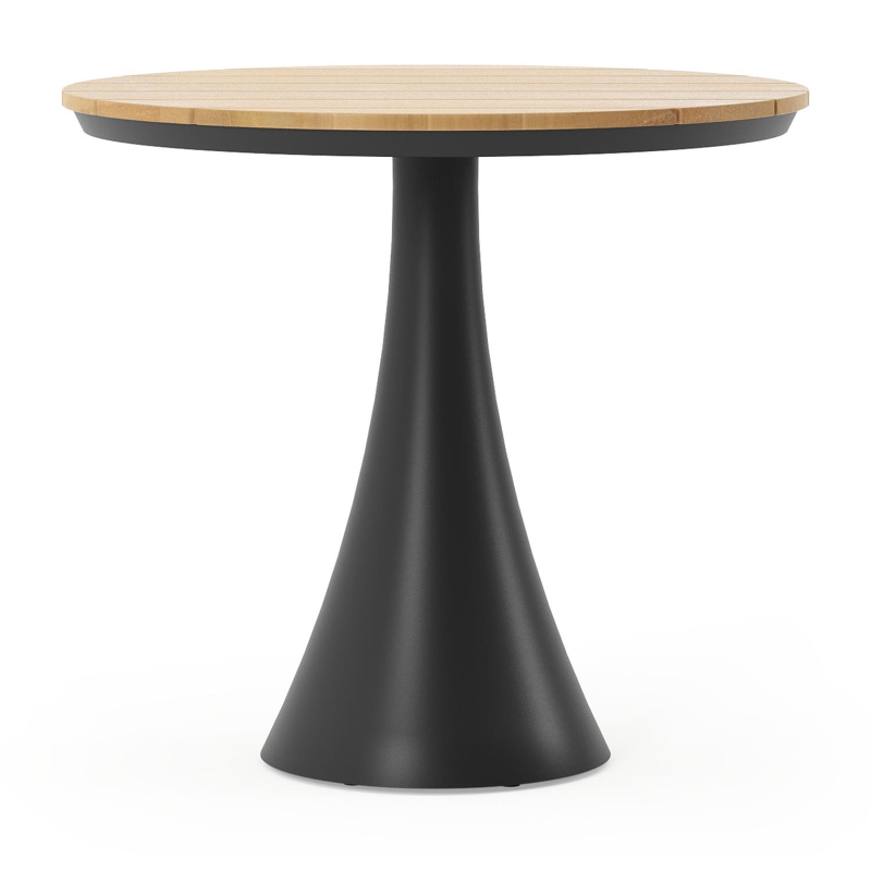 Fano tuintafel in zwart aluminium en teak - Dia. 85 x H 75 cm