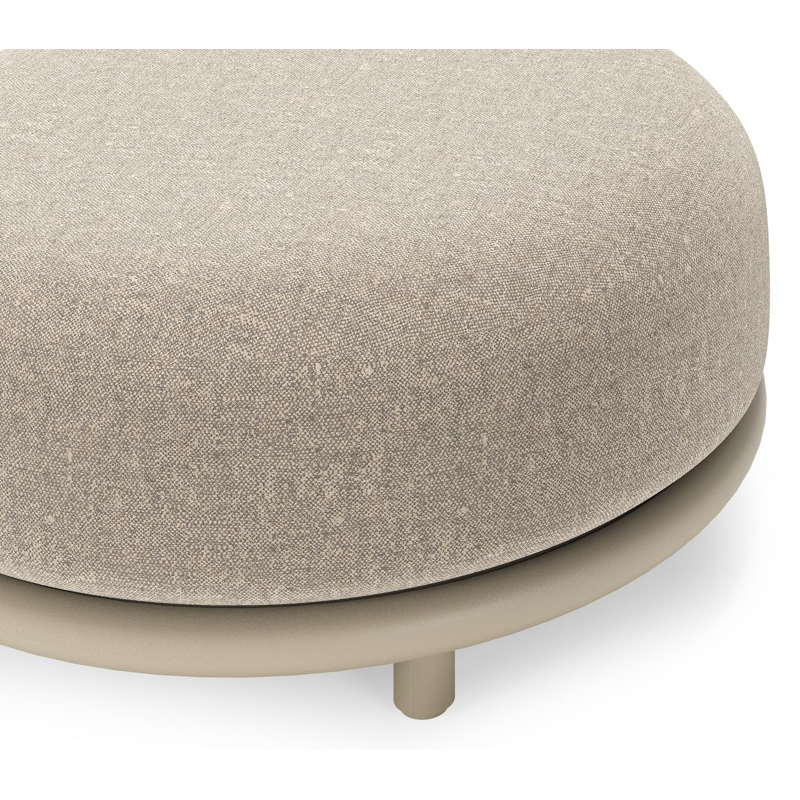 Lomano poef in beige aluminium en beige verticaal geweven luxe vlakke rope met Chartres Pewter all weather sunbrellaÂ® luxe