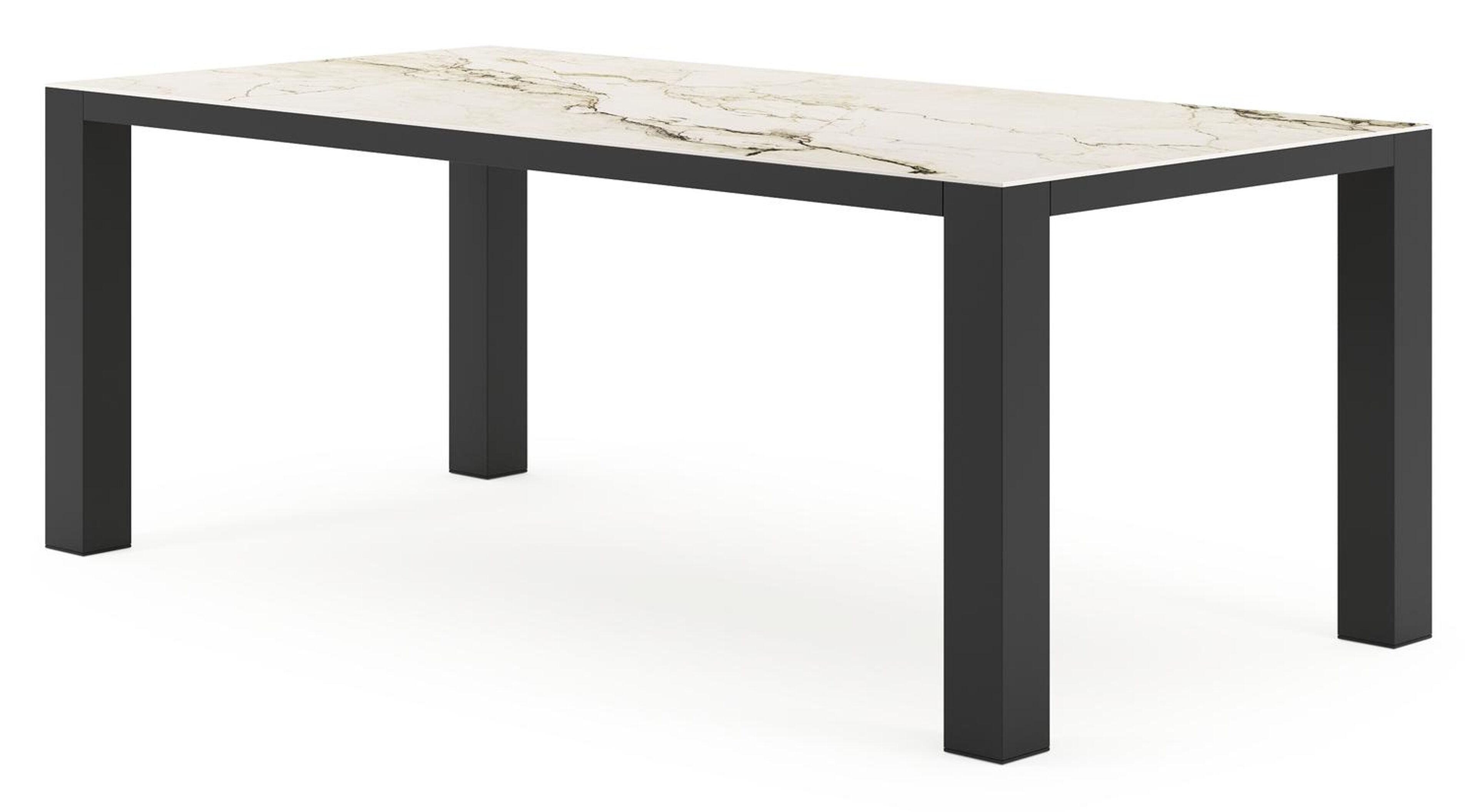Nano tuintafel rechthoekig in zwart aluminium en volkeramiek colorado dunes - L 200 x B 100 x H 75 cm