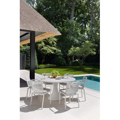 Fano tuintafel in wit aluminium en volkeramiek shilin - Dia. 148 x H 75 cm