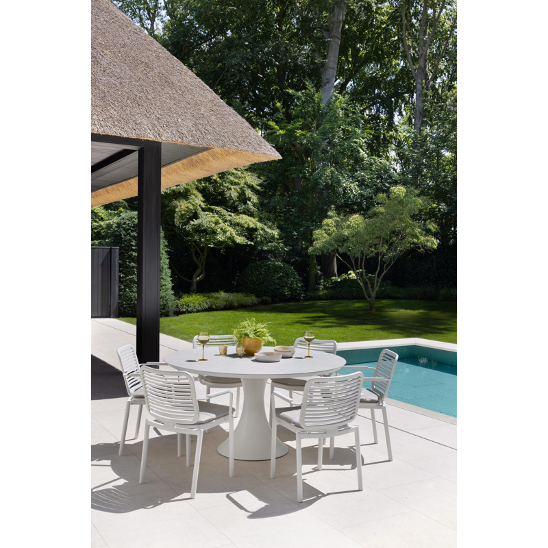 Fano tuintafel in wit aluminium en volkeramiek shilin - Dia. 148 x H 75 cm