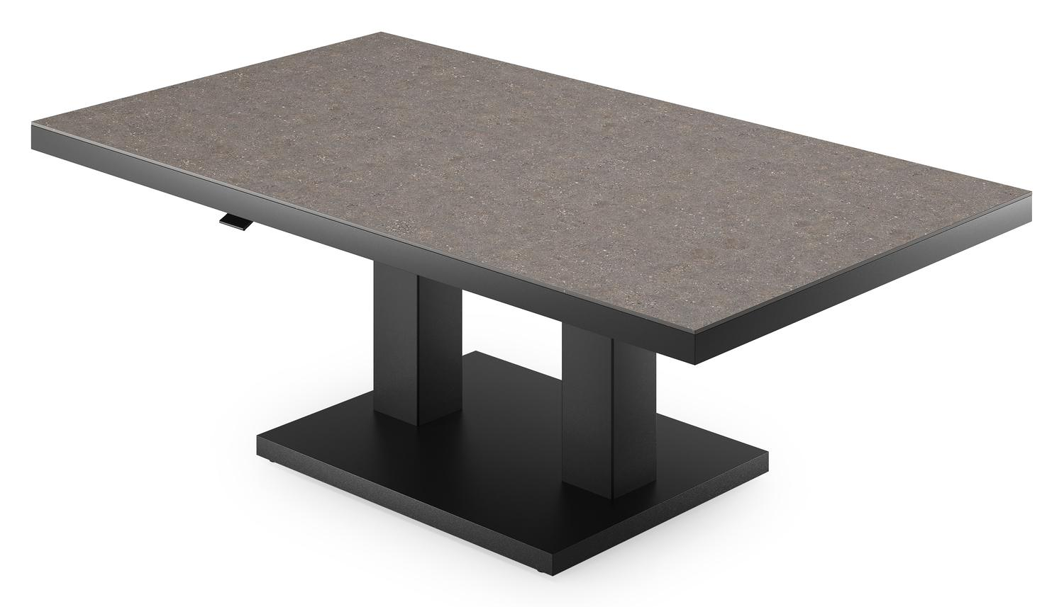 Cirello loungetafel in zwart aluminium en wulong volkeramiek - L 140 x B 80 x H 71 cm