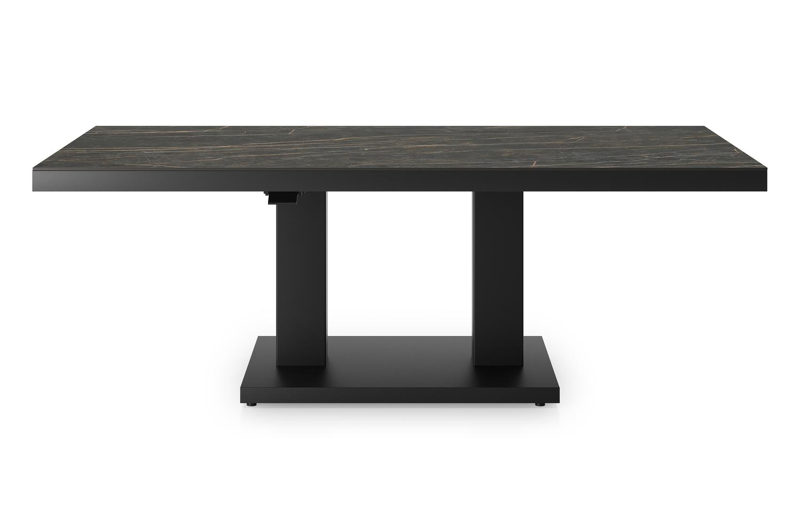 Cirello Pop up loungetafel in zwart aluminium en zwart volkeramiek - L 140 x B 80 x H 71,6 cm