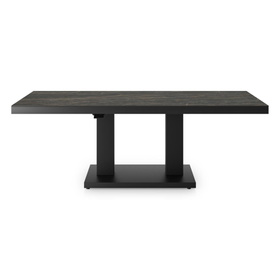 Cirello Pop up loungetafel in zwart aluminium en zwart volkeramiek - L 140 x B 80 x H 71,6 cm