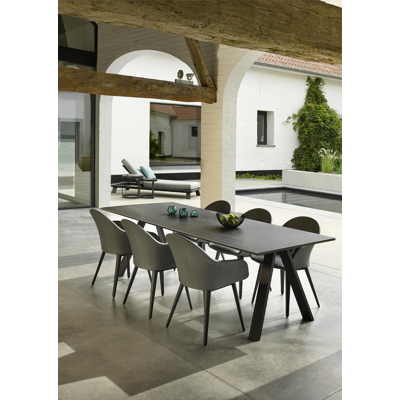 Cesano tuintafel in zwart aluminium en volkeramiek aspen grey - L 240 x B 100 x H 75 cm