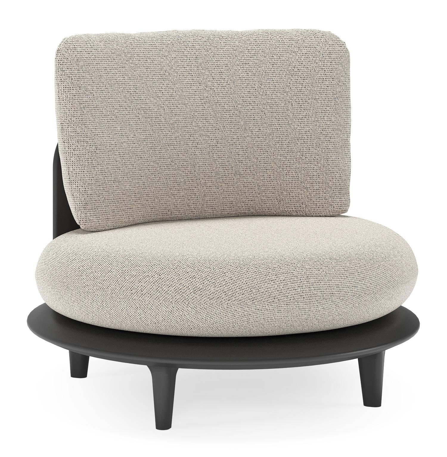 Bomero loungestoel in zwart aluminium met firenze sand all weather solica kussen