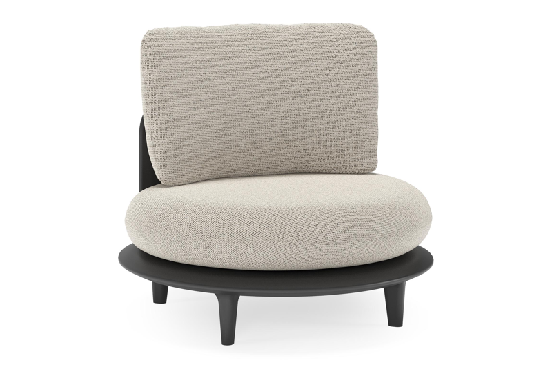 Bomero loungestoel in zwart aluminium met firenze sand all weather solica kussen