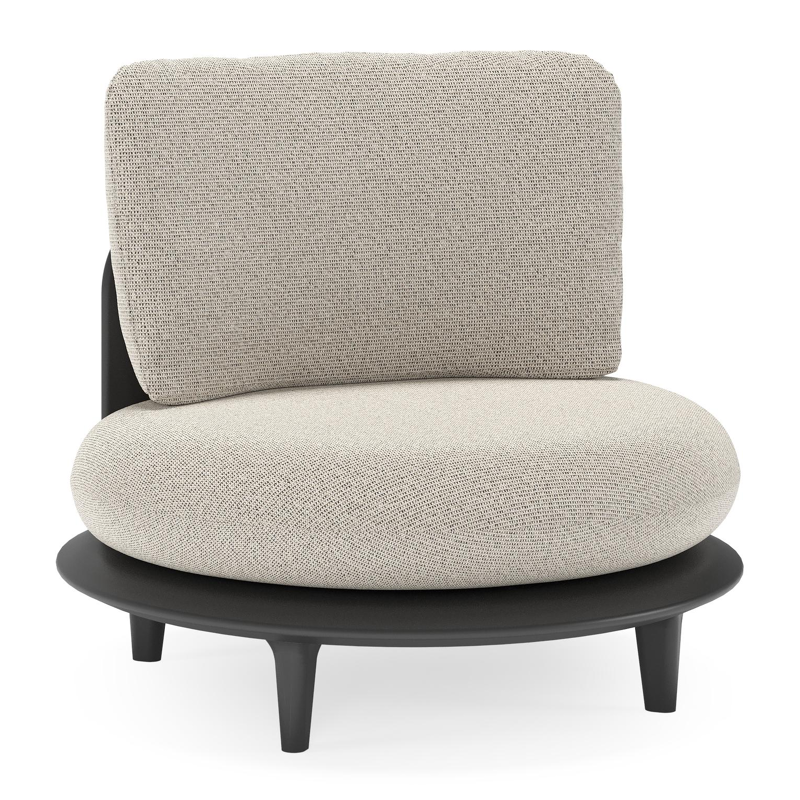 Bomero loungestoel in zwart aluminium met firenze sand all weather solica kussen