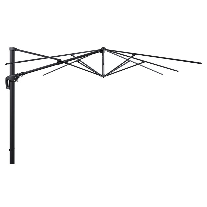 Parasol pendant Minore avec fonction tilt en aluminium noir et toile de parasol en All Weather Sunbrella® Luxe Lopi Marble  - Lg.1: 350 x Lg.2: 350 cm (sans pied de parasol