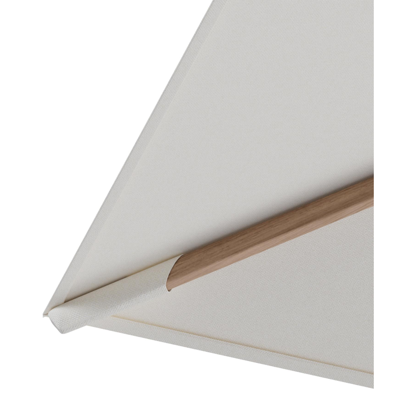 Rufina zweefparasol tiltfunctie in houtlook aluminium en parasoldoek in All Weather Sunbrella® Luxe Natte White  - L1 400 x L2 300 cm (zonder voet) (zonder voet)