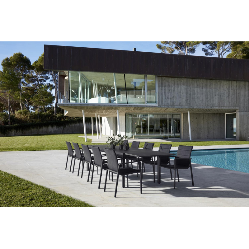 Como (Finato) verlengbare tuintafel in zwart aluminium en volkeramiek zwart - L 240/360 x B 107 x H 76 cm