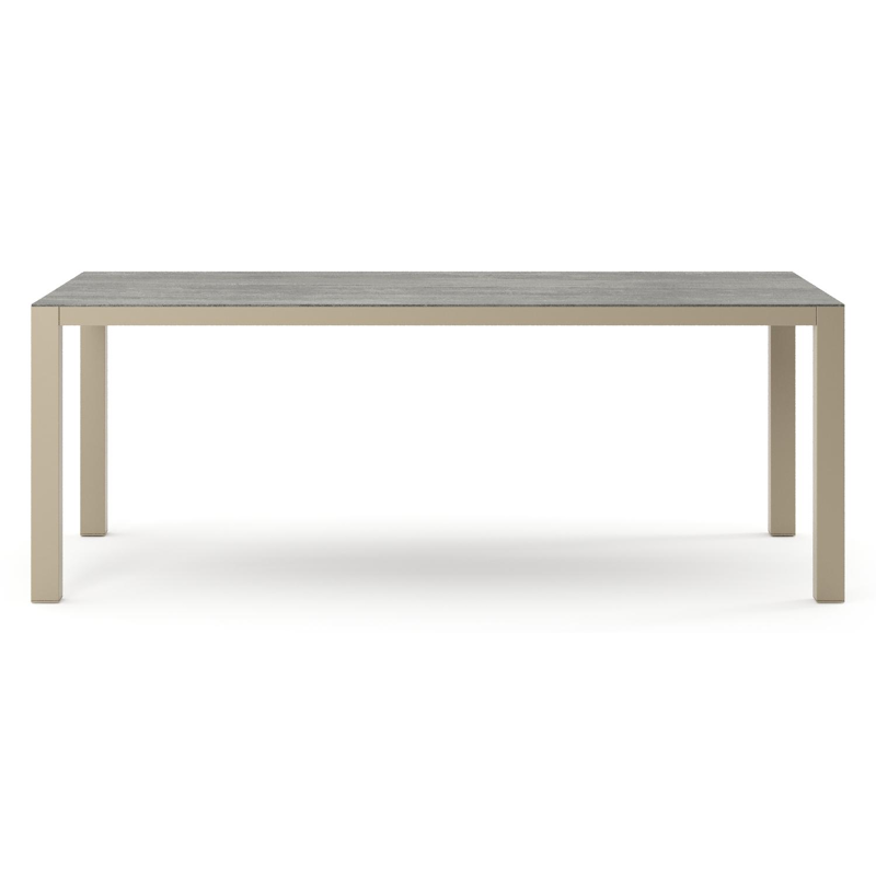 Como tuintafel rechthoekig in beige aluminium en volkeramiek Aspen Grey - L 200 x B 100 x H 73 cm