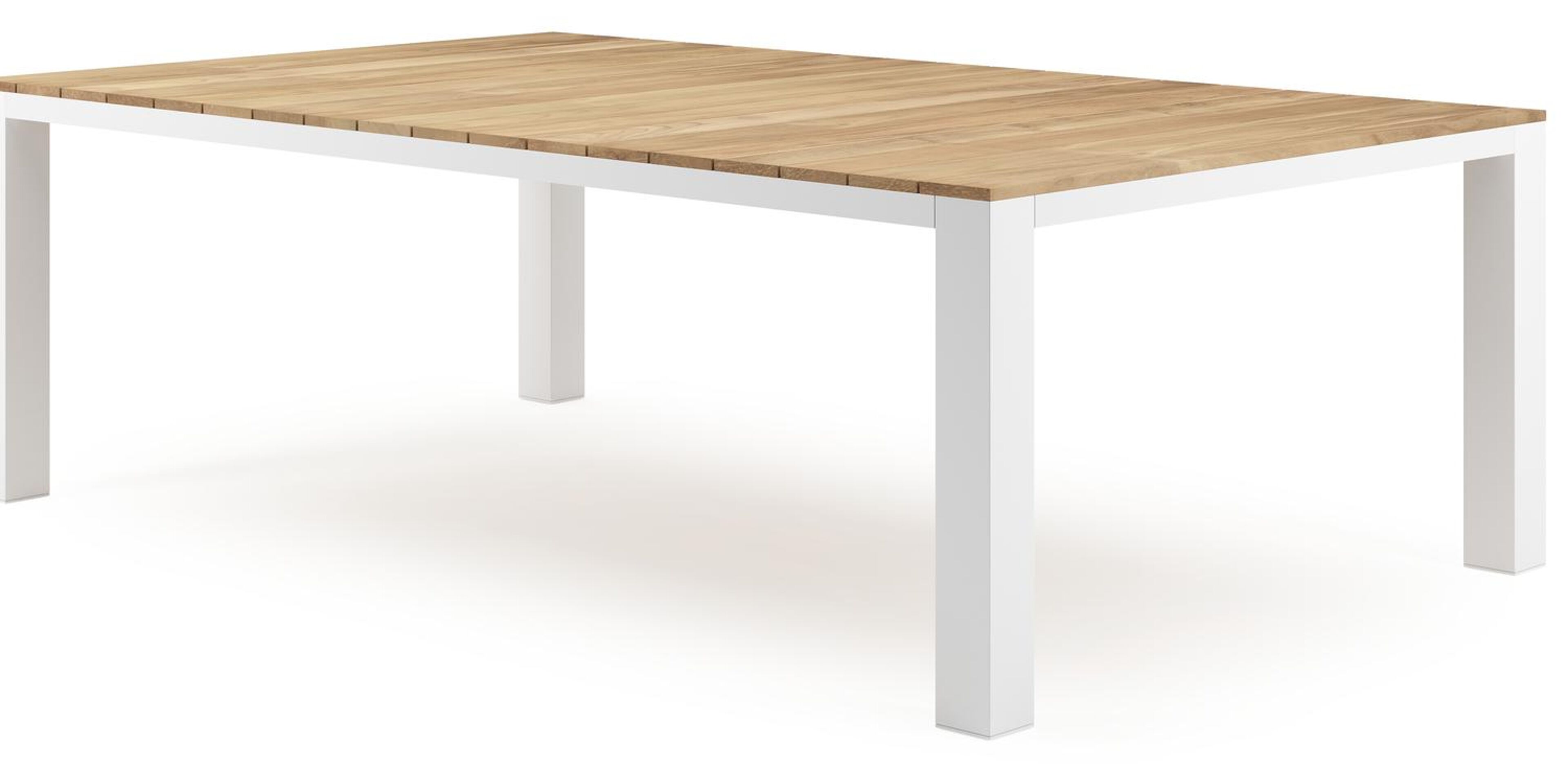 Table de jardin Nano en aluminium blanc et teck - Lg 240 x Larg. 148 x H 75 cm