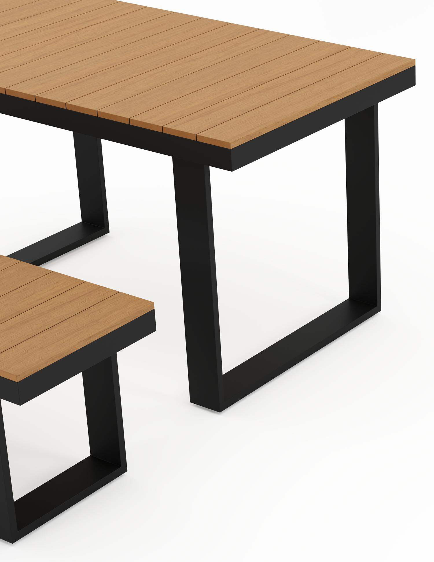 Alora bartafel in zwart aluminium en polywood - L 124 x B 68 x H 70 cm