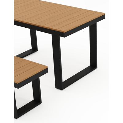Alora bartafel in zwart aluminium en polywood - L 124 x B 68 x H 70 cm