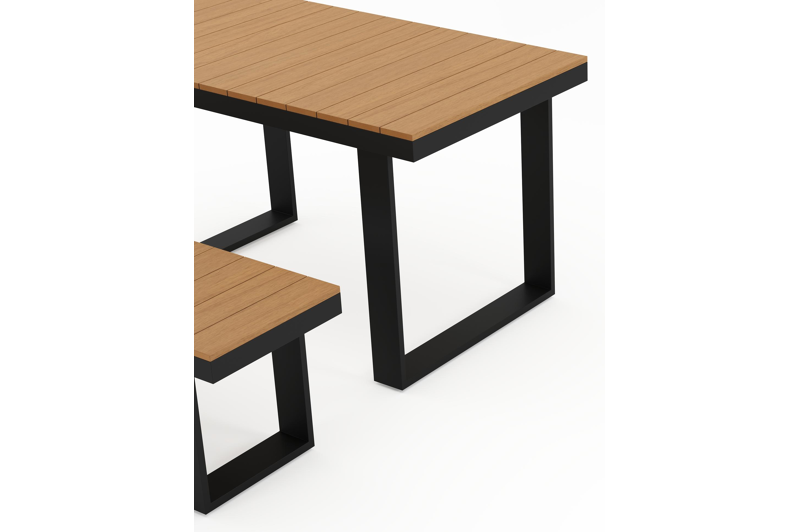 Alora bartafel in zwart aluminium en polywood - L 124 x B 68 x H 70 cm