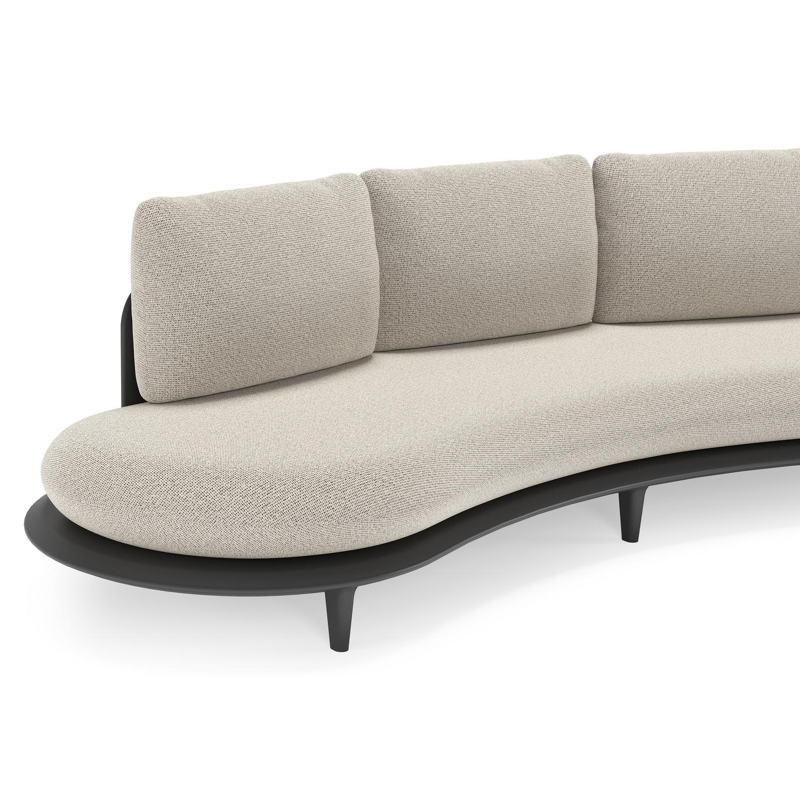 Bomero loungeset in zwart aluminium met firenze sand all weather solica kussen