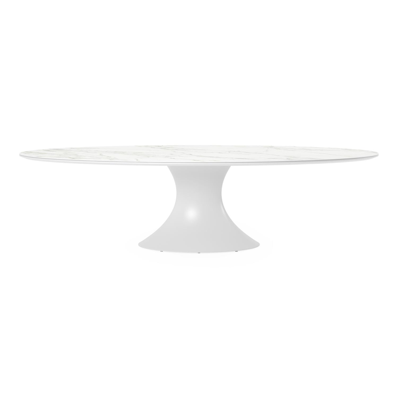 Fano tuintafel in wit aluminium en volkeramiek calacatta - L 290 x B 148 x H 75 cm