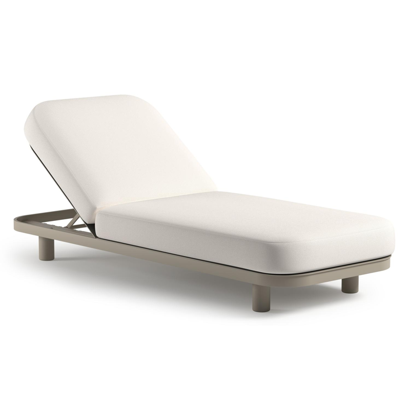 Chaise longue réglable Donato en aluminium beige avec All Weather Sunbrella® luxe lopi snow coussin