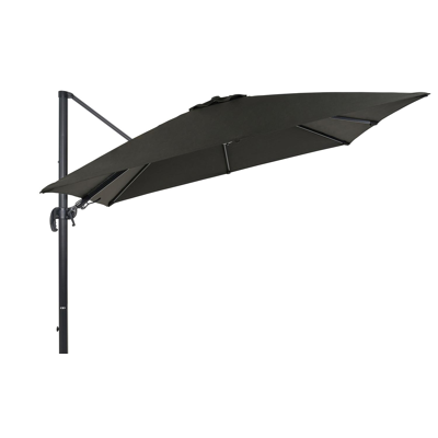 Avola zweefparasol met tiltfunctie in zwart aluminium met zwart weather+ softtouch parasoldoek - L1 300 x L2 300 cm (zonder voet)