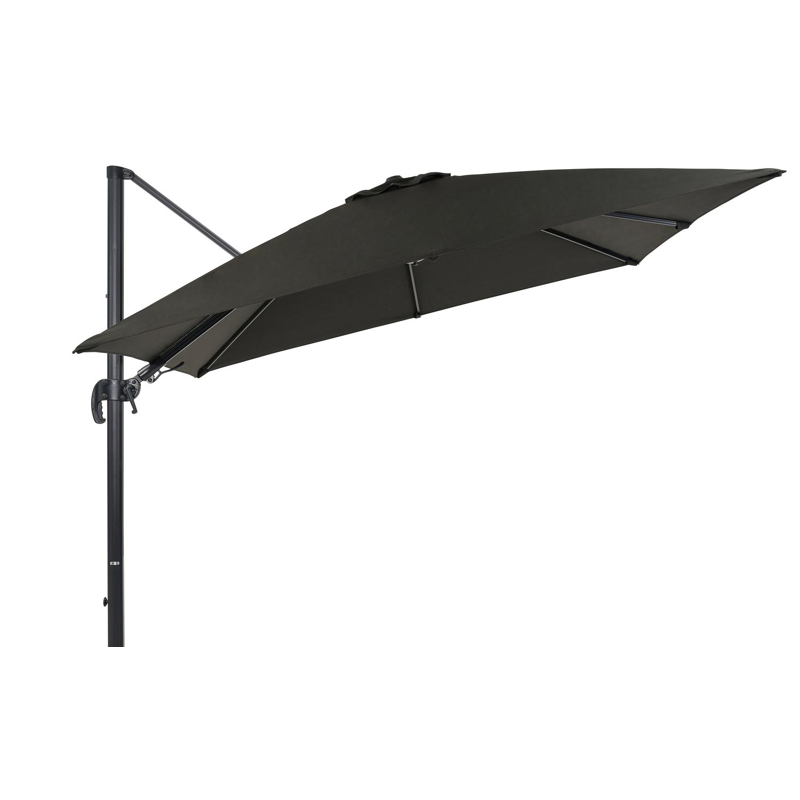 Avola zweefparasol met tiltfunctie in zwart aluminium met zwart weather+ softtouch parasoldoek - L1 300 x L2 300 cm (zonder voet)