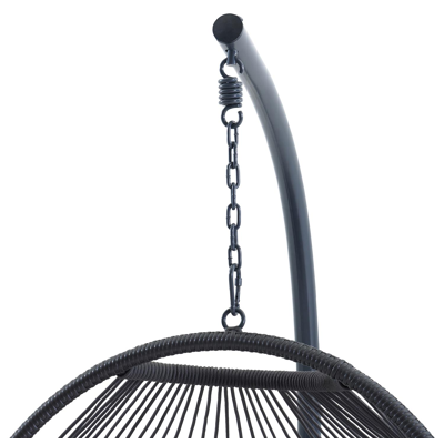 Foglio hangstoel 1-zit in zwart staal en zwart rope met grijs polyester kussen