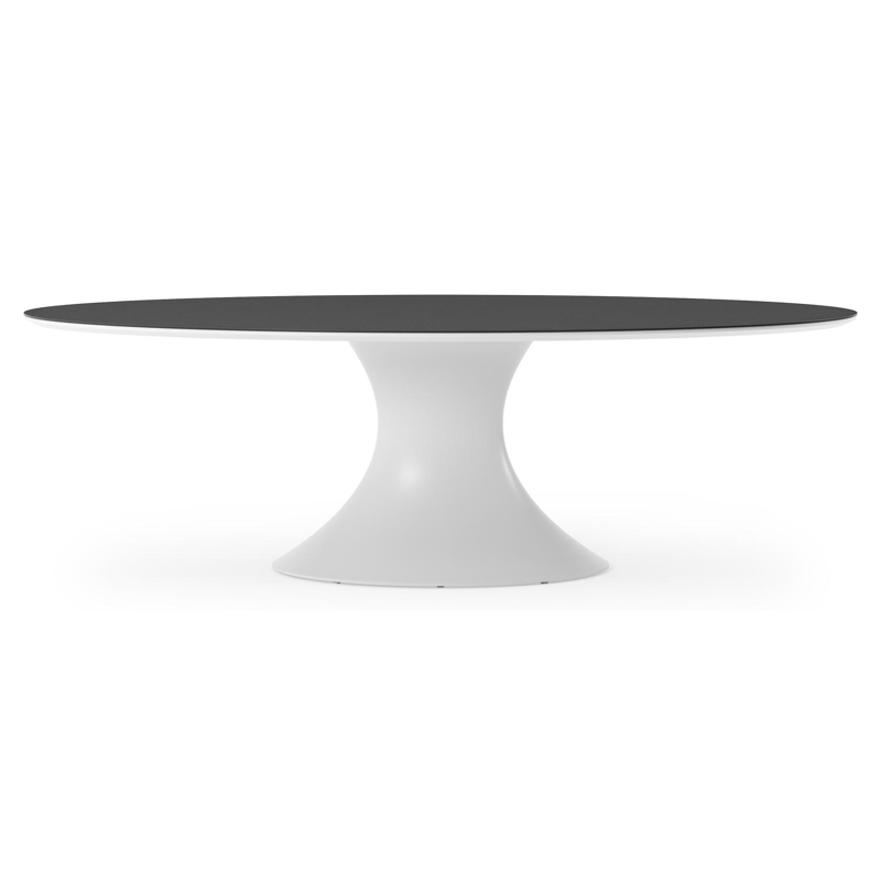 Fano tuintafel ovaal in wit aluminium en volkeramiek Nero Black - L 240 x B 135 x H 75 cm
