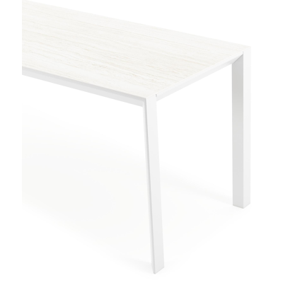 Malito tuintafel rechthoekig in wit aluminium en volkeramiek calista - L 220 x B 70 x H 75 cm