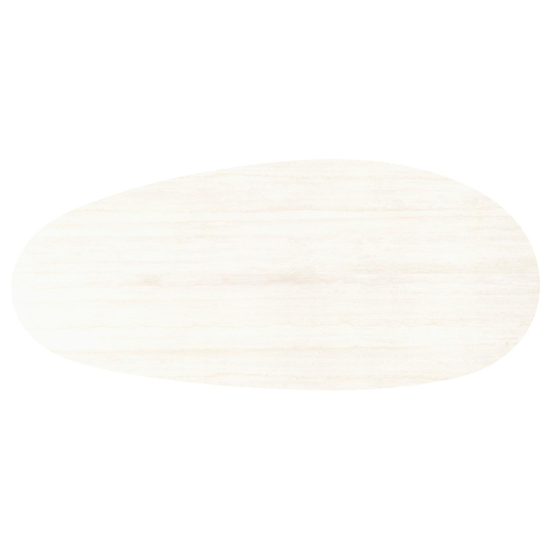 Table de jardin Amico mangue en aluminium noir et céramique pleine Travertino Bianco - Lg. 320 x Lrg. 140 x Haut. 73.5 cm