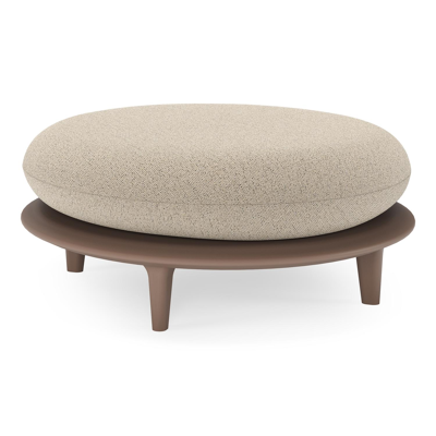 Bomero poef in taupe aluminium met marbella beige all weather cosytica kussen