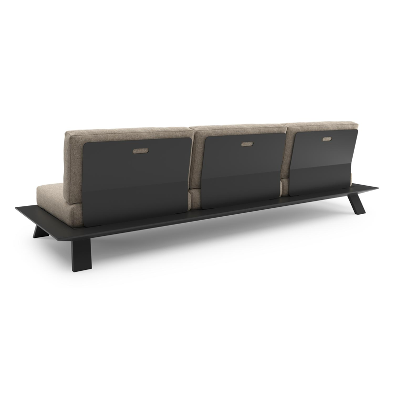 Cesano loungebank in zwart aluminium met chartres pewter all weather Sunbrella® luxe kussen