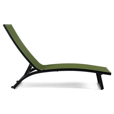 Ensemble de 2 chaises longues réglables Calvia en aluminium noir avec textilène vert
