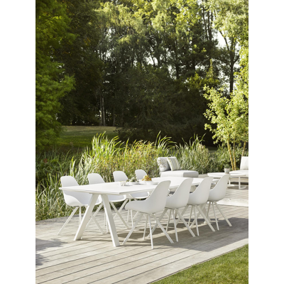 Table de jardin Cesano en aluminium blanc et céramique pleine arctic white - Lg 280 x Larg. 110 x H 75 cm