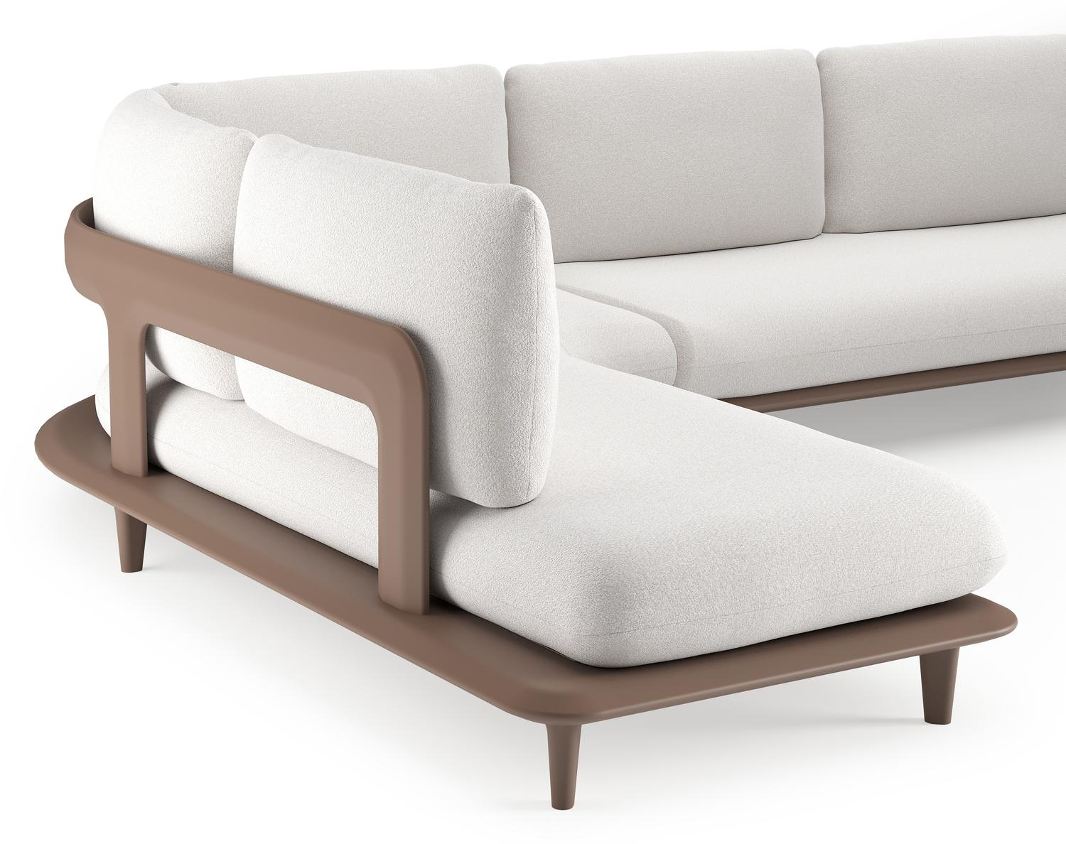 Bomero loungehoek in taupe aluminium met soul optik all weather solica kussen