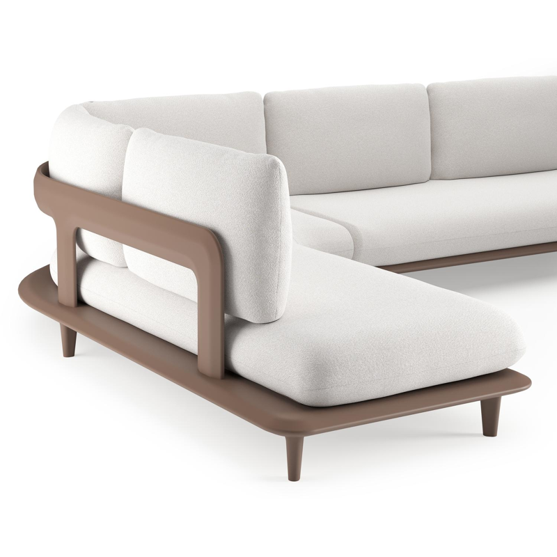 Bomero loungehoek in taupe aluminium met soul optik all weather solica kussen