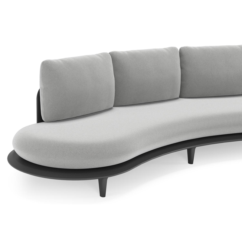 Bomero loungebank in zwart aluminium met savane grey all weather sunbrella® luxe kussen