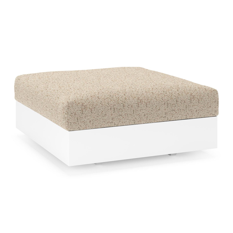 Como poef in wit aluminium met bora jungle all weather cosytica kussen