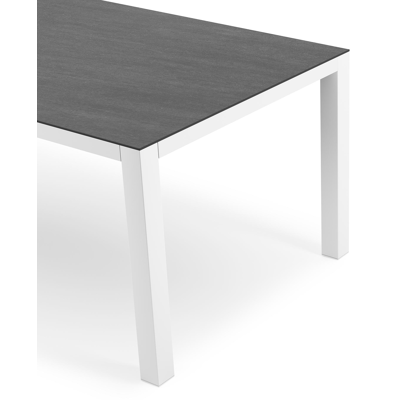 Como tuintafel in wit aluminium en volkeramiek Basalt Black - L 200 x B 100 x H 75 cm