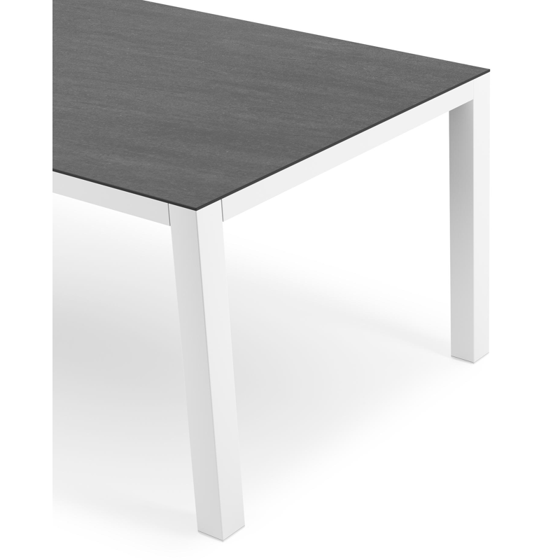 Como tuintafel in wit aluminium en volkeramiek Basalt Black - L 200 x B 100 x H 75 cm