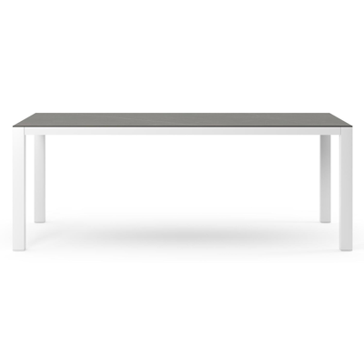 Como tuintafel rechthoekig in wit aluminium en volkeramiek Calatorao - L 200 x B 100 x H 75 cm