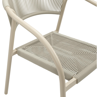 Melo stapelbare tuinstoel in beige aluminium en beige gedraaide ronde wicker
