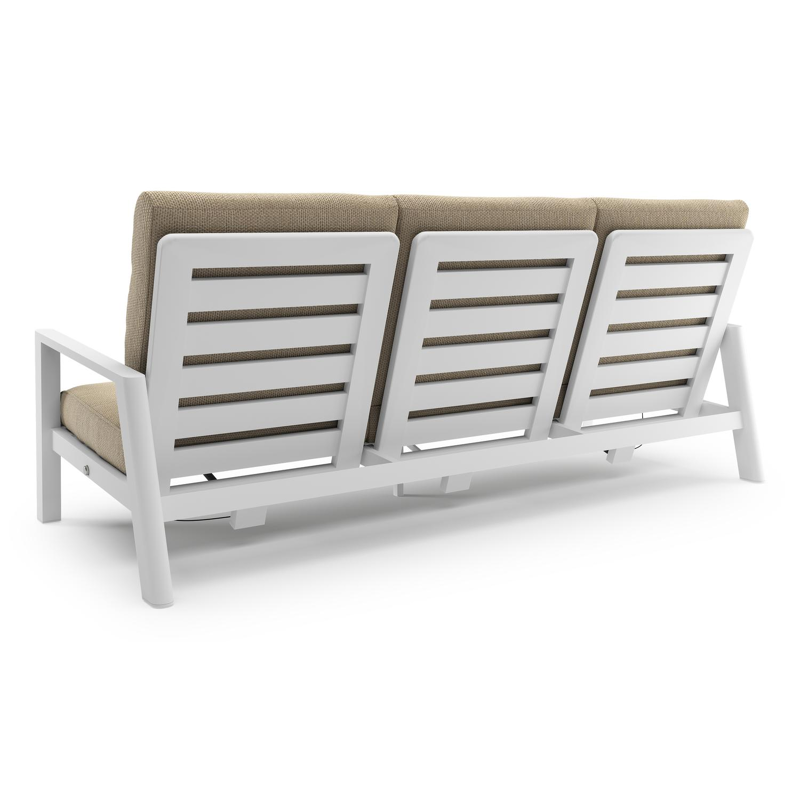 Cirello loungebank in wit aluminium met althea camel all weather cosytica kussen