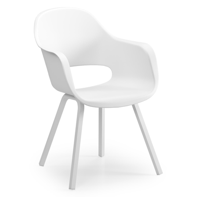Ensemble de jardin Trente en aluminium blanc avec plateau de table en céramique pleine gris et 8 chaises de jardin Artena