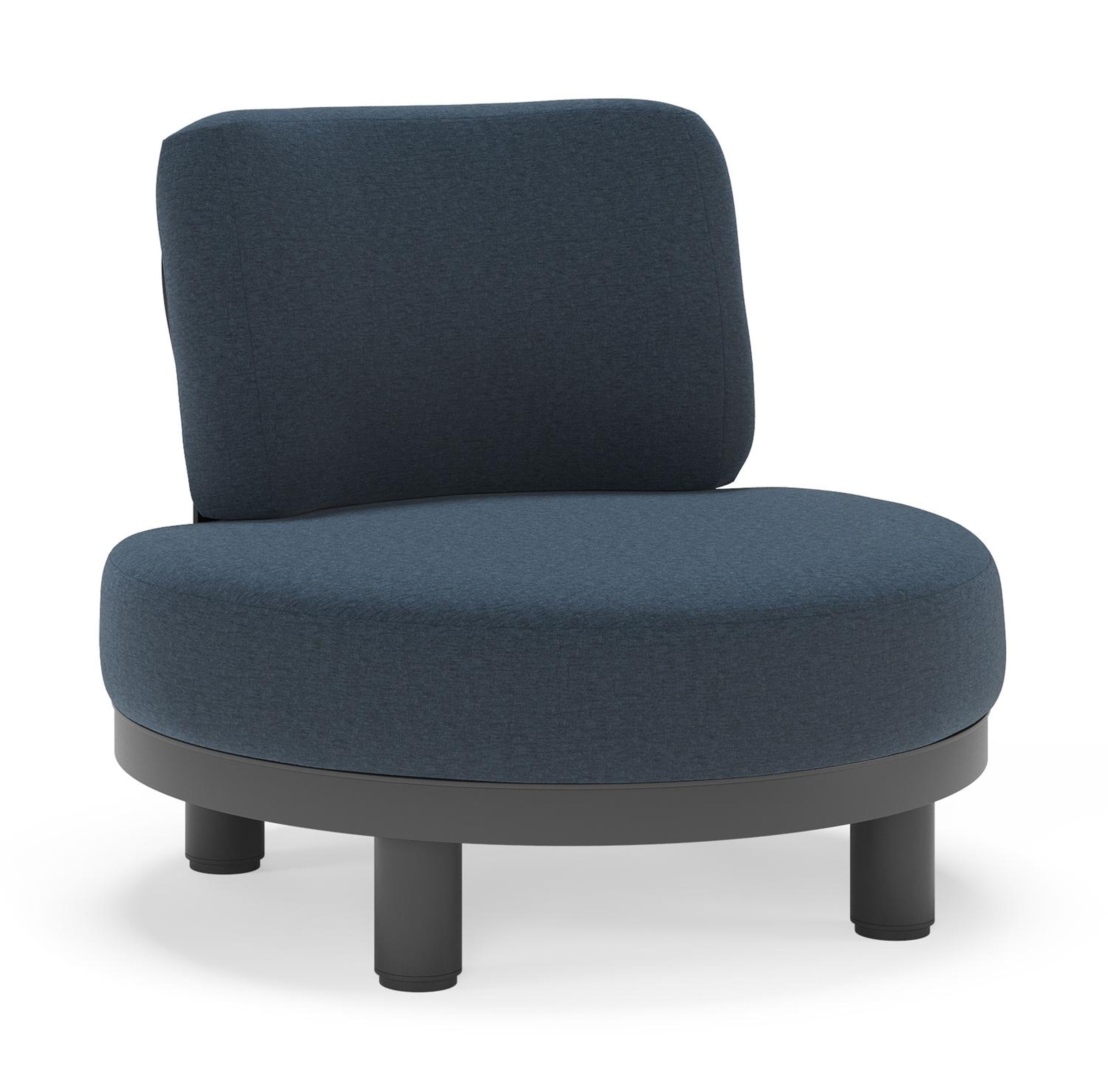 Donato loungestoel in zwart aluminium met All Weather Sunbrella® luxe Heritage Indigo kussen