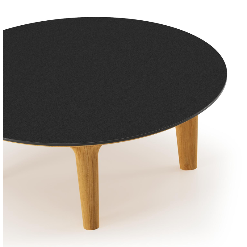Bomero loungetafel rond in teak en volkeramiek Nero Black - Dia. 85 x H 25 cm