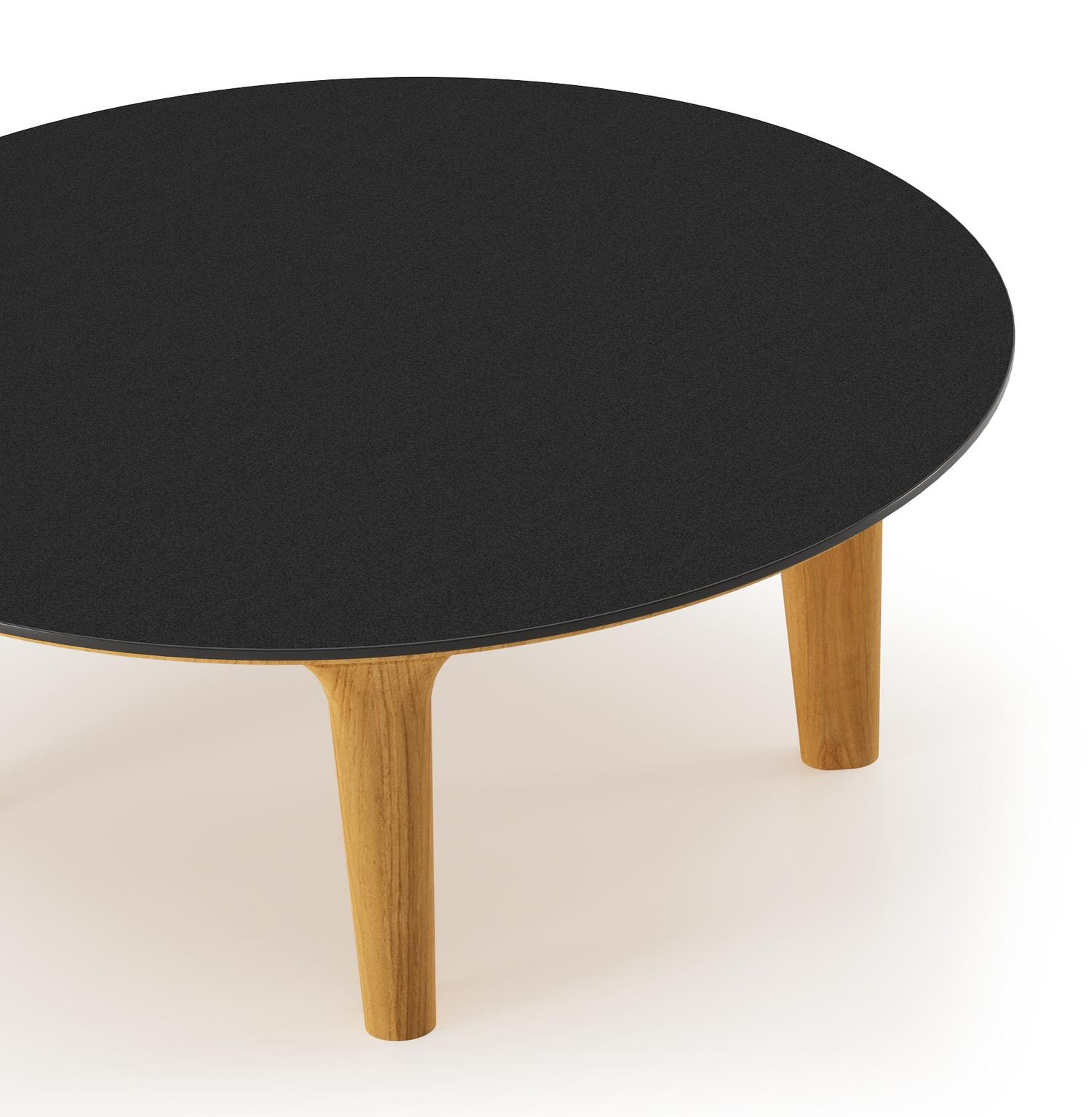 Bomero loungetafel rond in teak en volkeramiek Nero Black - Dia. 85 x - Dia. 85 x H 20 cm